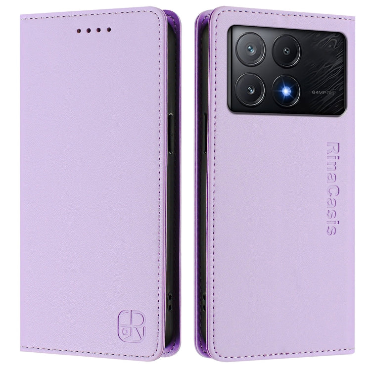 For Xiaomi Poco X6 Pro / Redmi K70E RC01 Dual-Folded Magnetic Suction RFID Leather Phone Case