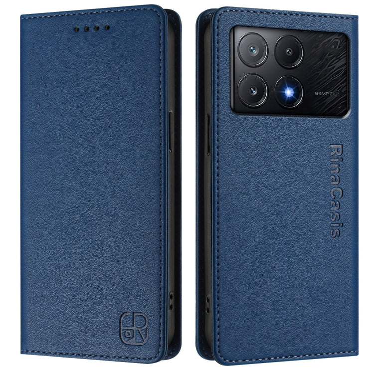 For Xiaomi Poco X6 Pro / Redmi K70E RC01 Dual-Folded Magnetic Suction RFID Leather Phone Case