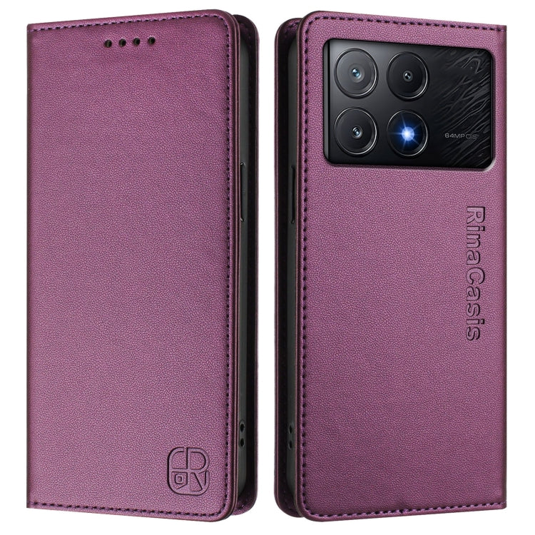 For Xiaomi Poco X6 Pro / Redmi K70E RC01 Dual-Folded Magnetic Suction RFID Leather Phone Case
