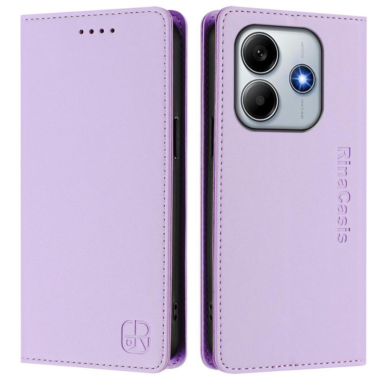 For Xiaomi Poco M7 Pro 5G RC01 Dual-Folded Magnetic Suction RFID Leather Phone Case