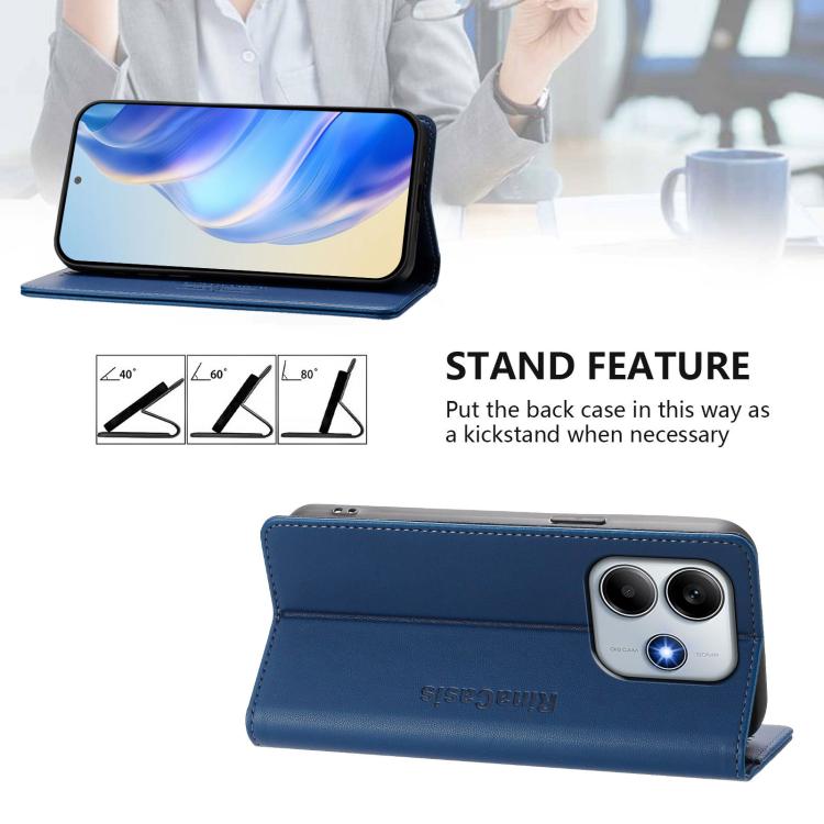 For Xiaomi Poco M7 Pro 5G RC01 Dual-Folded Magnetic Suction RFID Leather Phone Case