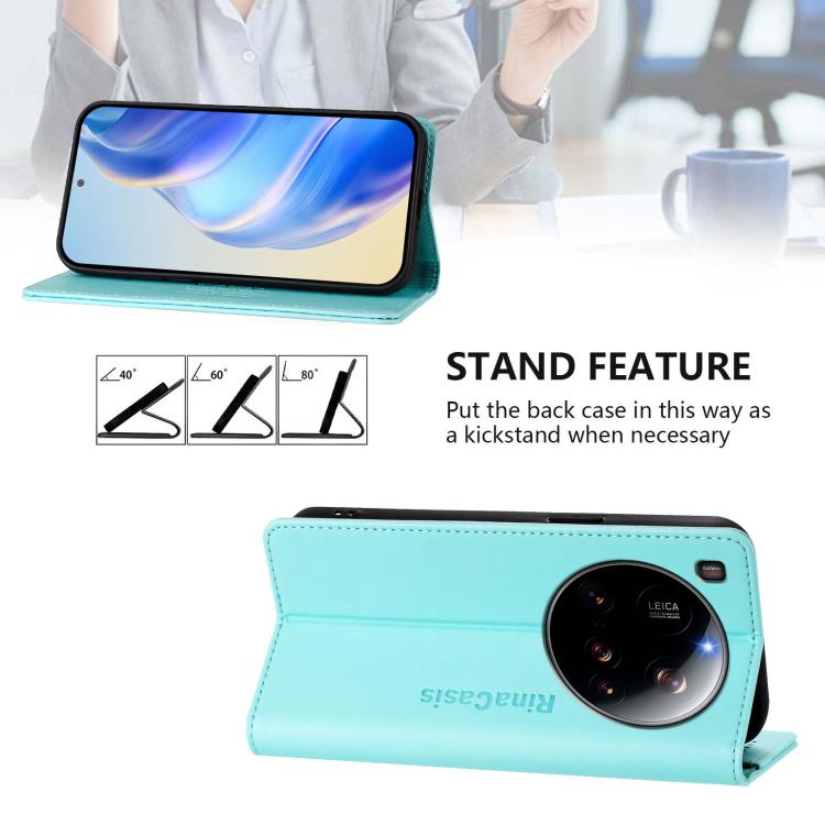 For Xiaomi 15 Ultra RC01 Dual-Folded Magnetic Suction RFID Leather Phone Case