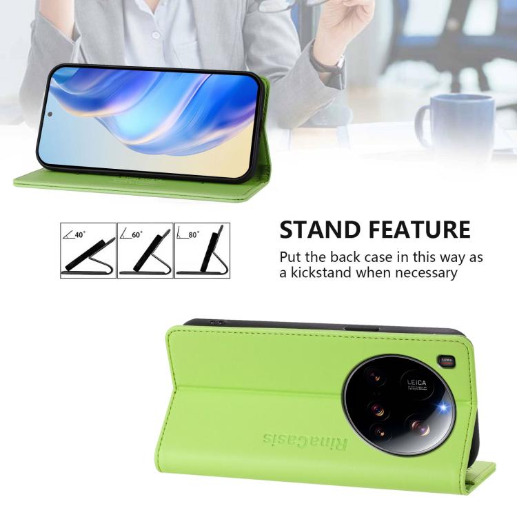 For Xiaomi 15 Ultra RC01 Dual-Folded Magnetic Suction RFID Leather Phone Case