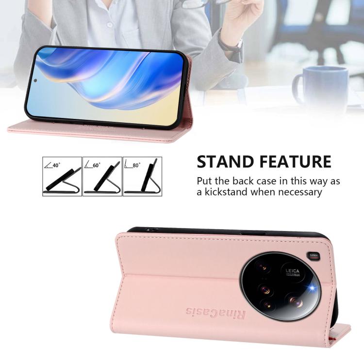 For Xiaomi 15 Ultra RC01 Dual-Folded Magnetic Suction RFID Leather Phone Case