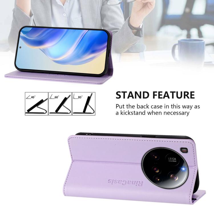 For Xiaomi 15 Ultra RC01 Dual-Folded Magnetic Suction RFID Leather Phone Case