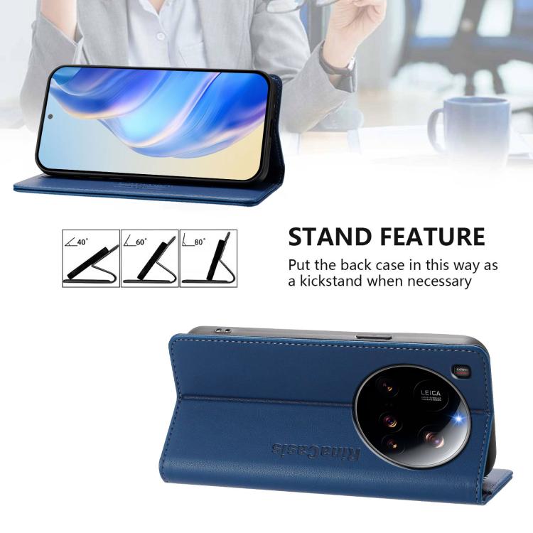 For Xiaomi 15 Ultra RC01 Dual-Folded Magnetic Suction RFID Leather Phone Case