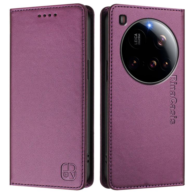 For Xiaomi 15 Ultra RC01 Dual-Folded Magnetic Suction RFID Leather Phone Case