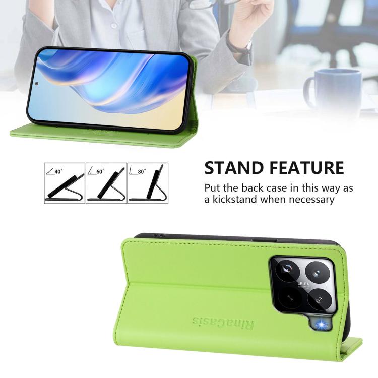 For Xiaomi 15S Pro RC01 Dual-Folded Magnetic Suction RFID Leather Phone Case