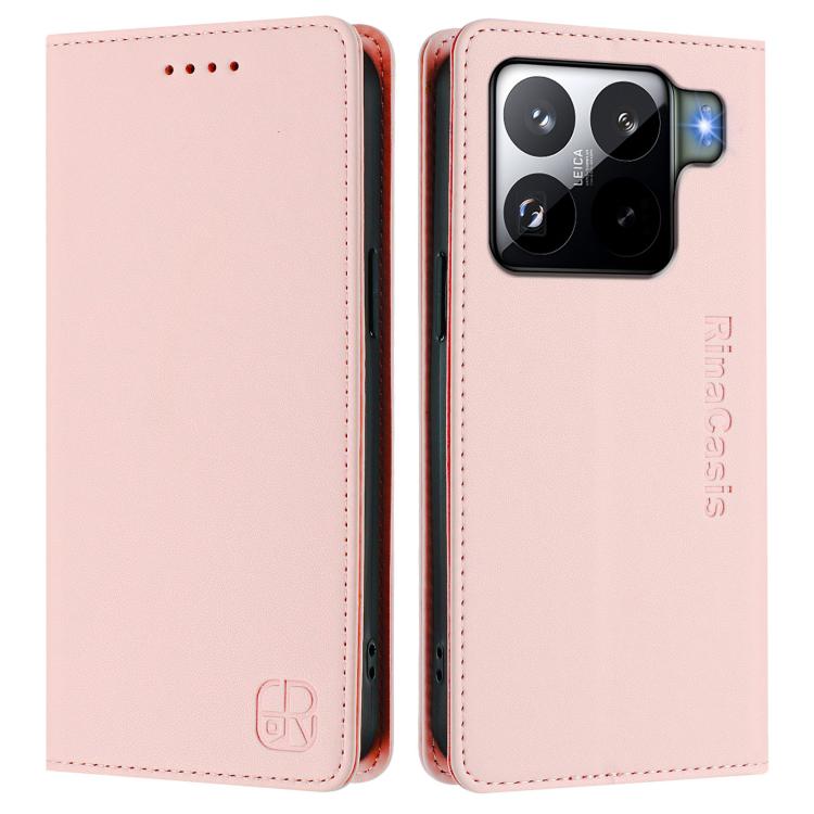 For Xiaomi 15S Pro RC01 Dual-Folded Magnetic Suction RFID Leather Phone Case