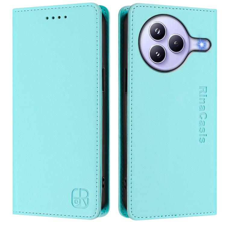 For Xiaomi Civi 5 Pro Curved RC01 Dual-Folded Magnetic Suction RFID Leather Phone Case