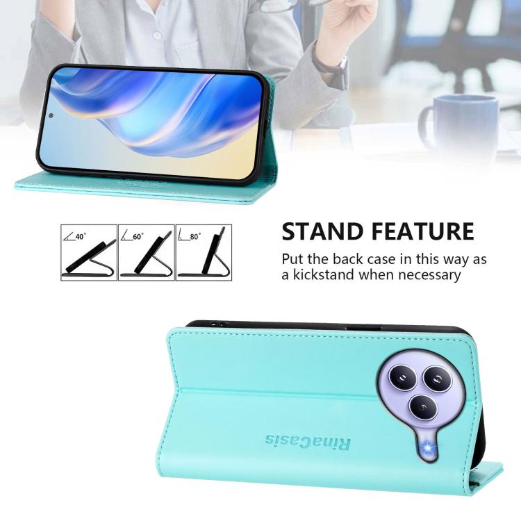 For Xiaomi Civi 5 Pro Curved RC01 Dual-Folded Magnetic Suction RFID Leather Phone Case