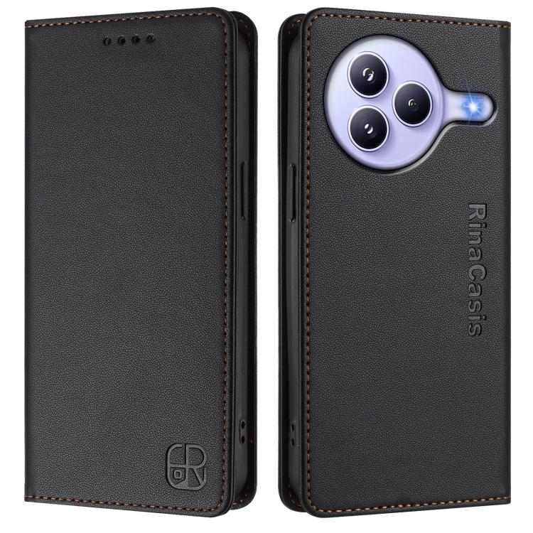 For Xiaomi Civi 5 Pro Curved RC01 Dual-Folded Magnetic Suction RFID Leather Phone Case