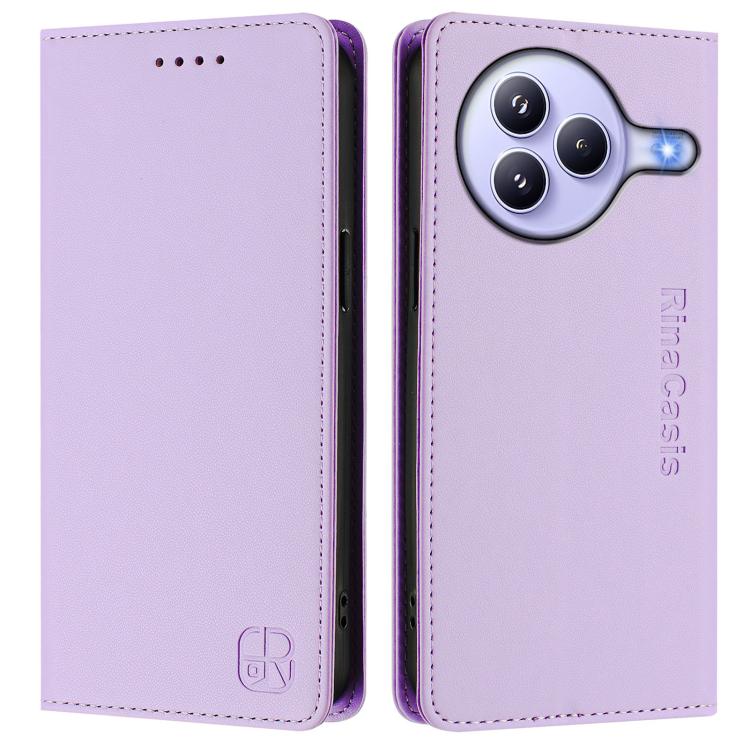 For Xiaomi Civi 5 Pro Curved RC01 Dual-Folded Magnetic Suction RFID Leather Phone Case