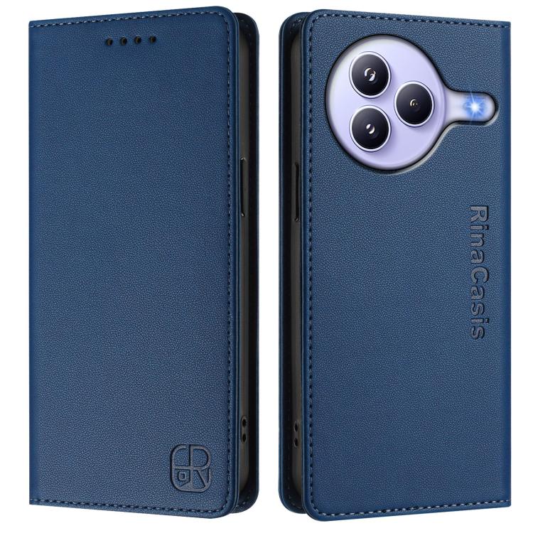 For Xiaomi Civi 5 Pro Curved RC01 Dual-Folded Magnetic Suction RFID Leather Phone Case