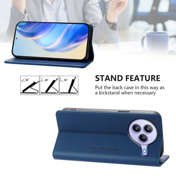For Xiaomi Civi 5 Pro Curved RC01 Dual-Folded Magnetic Suction RFID Leather Phone Case