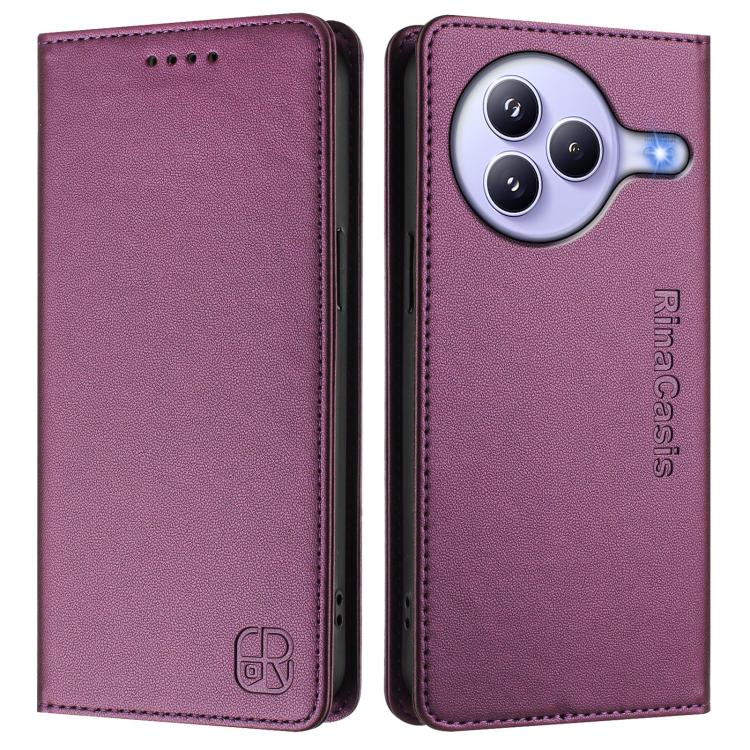 For Xiaomi Civi 5 Pro Curved RC01 Dual-Folded Magnetic Suction RFID Leather Phone Case