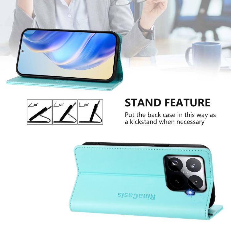 For Xiaomi 15T Pro RC01 Dual-Folded Magnetic Suction RFID Leather Phone Case