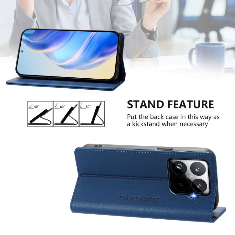 For Xiaomi 15T Pro RC01 Dual-Folded Magnetic Suction RFID Leather Phone Case
