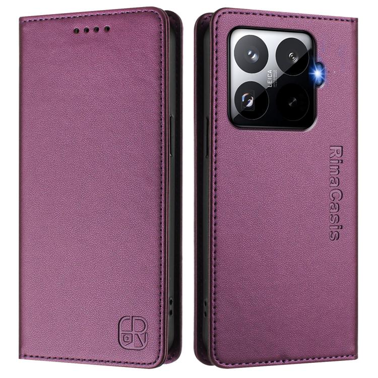 For Xiaomi 15T Pro RC01 Dual-Folded Magnetic Suction RFID Leather Phone Case