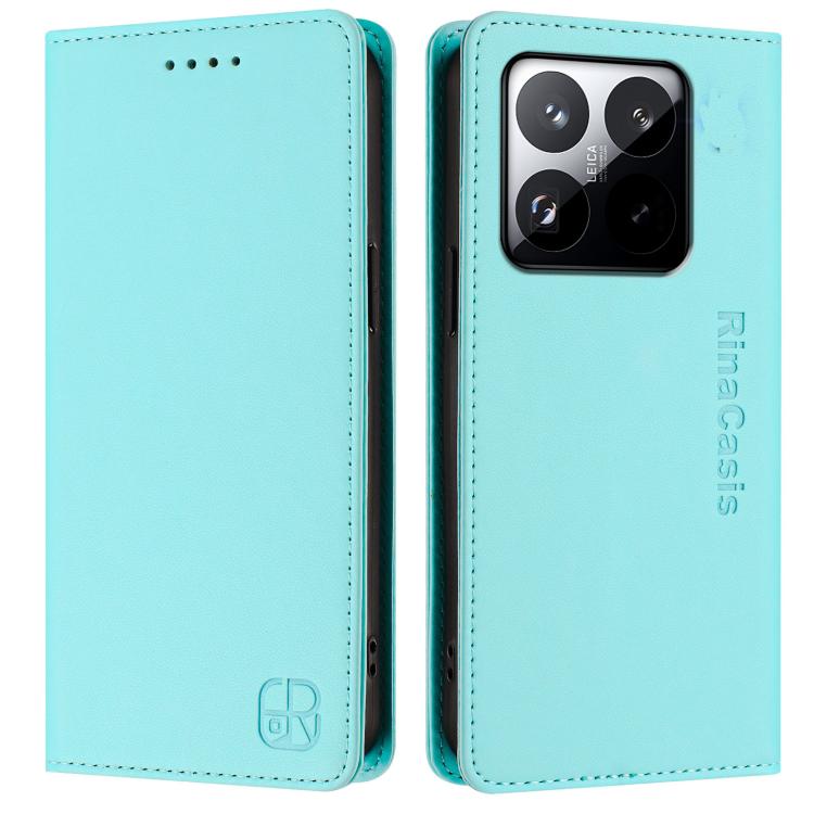 For Xiaomi 15T RC01 Dual-Folded Magnetic Suction RFID Leather Phone Case