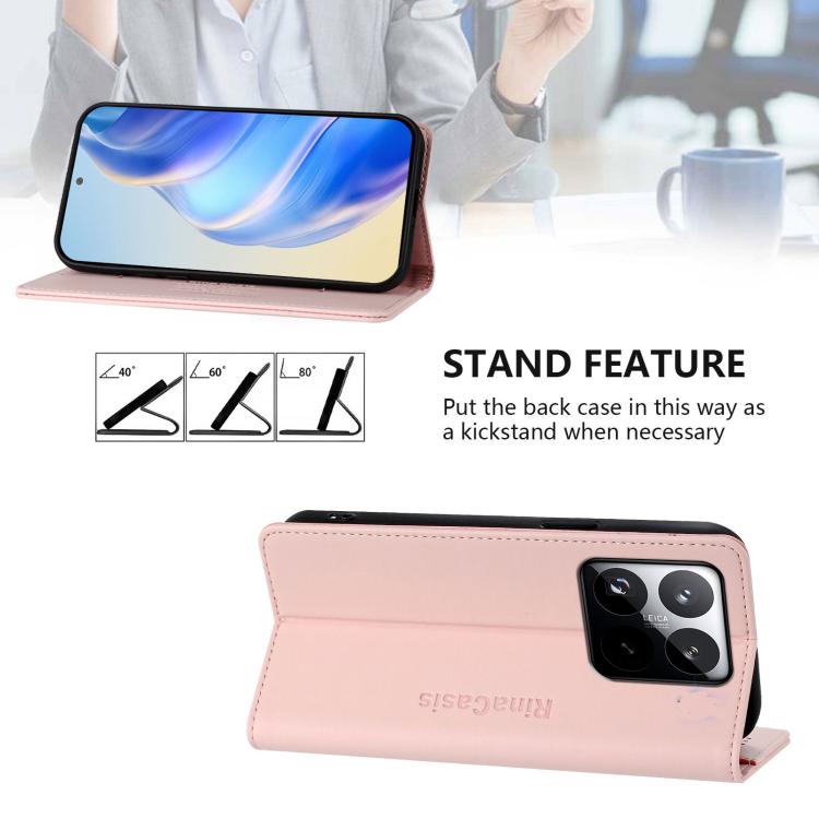 For Xiaomi 15T RC01 Dual-Folded Magnetic Suction RFID Leather Phone Case