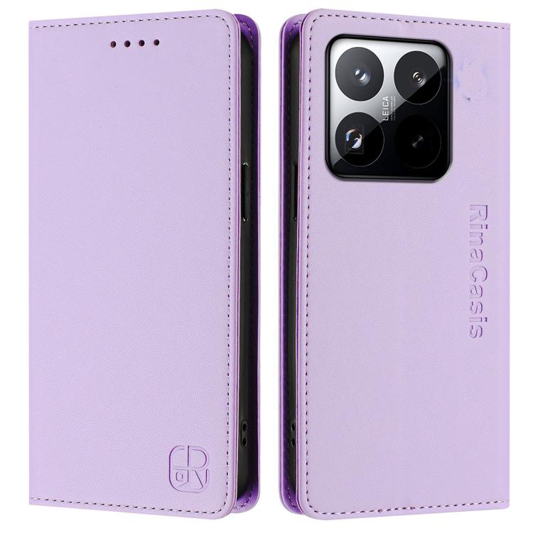For Xiaomi 15T RC01 Dual-Folded Magnetic Suction RFID Leather Phone Case