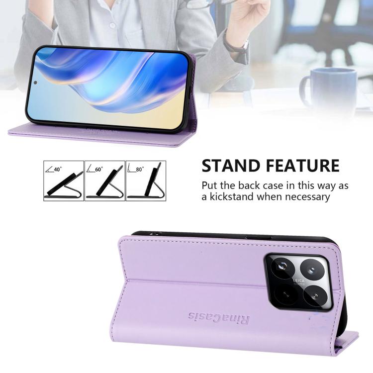 For Xiaomi 15T RC01 Dual-Folded Magnetic Suction RFID Leather Phone Case