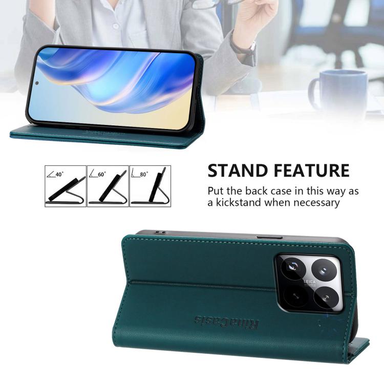 For Xiaomi 15T RC01 Dual-Folded Magnetic Suction RFID Leather Phone Case