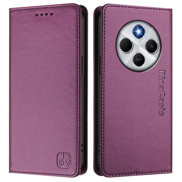 For Xiaomi Poco M7 5G / C75 4G RC01 Dual-Folded Magnetic Suction RFID Leather Phone Case