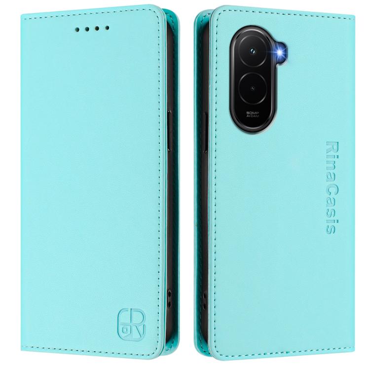 For Xiaomi Poco M7 4G 169mm RC01 Dual-Folded Magnetic Suction RFID Leather Phone Case
