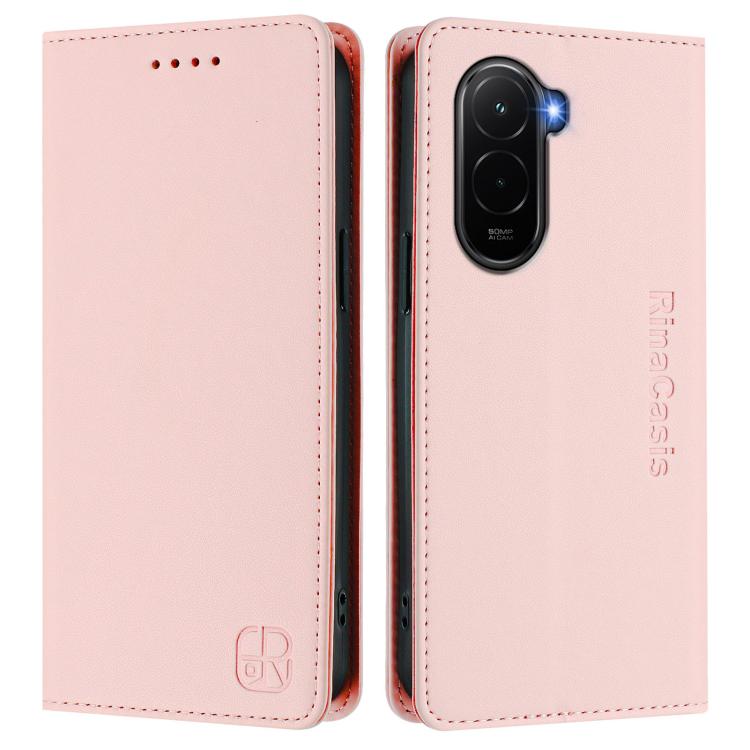 For Xiaomi Poco M7 4G 169mm RC01 Dual-Folded Magnetic Suction RFID Leather Phone Case