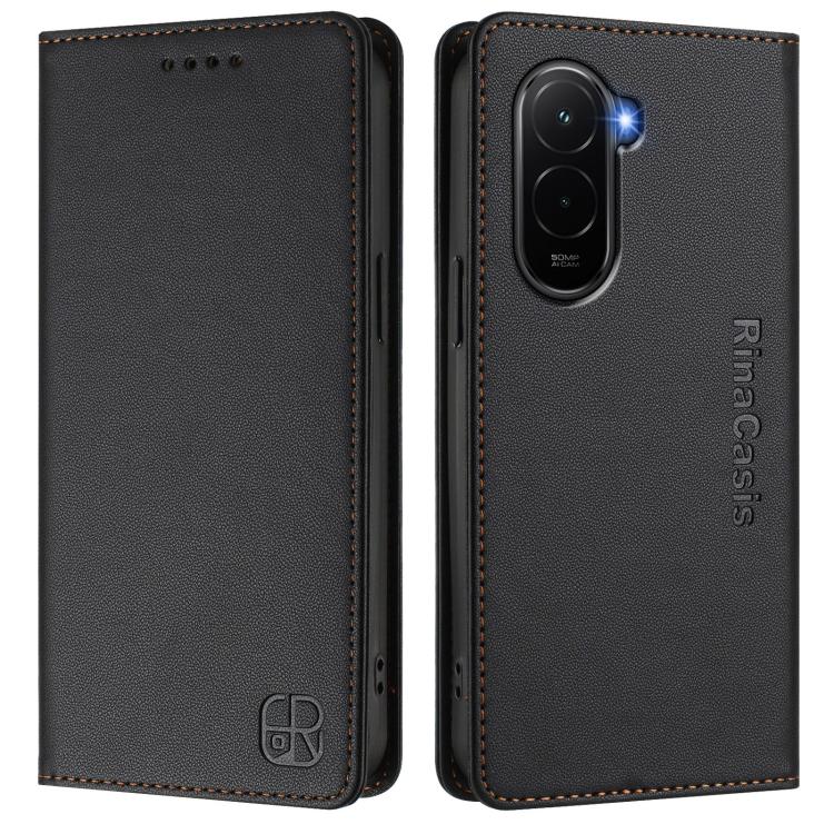 For Xiaomi Poco M7 4G 169mm RC01 Dual-Folded Magnetic Suction RFID Leather Phone Case