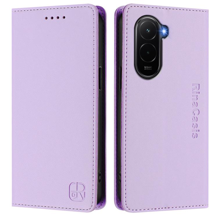For Xiaomi Poco M7 4G 169mm RC01 Dual-Folded Magnetic Suction RFID Leather Phone Case