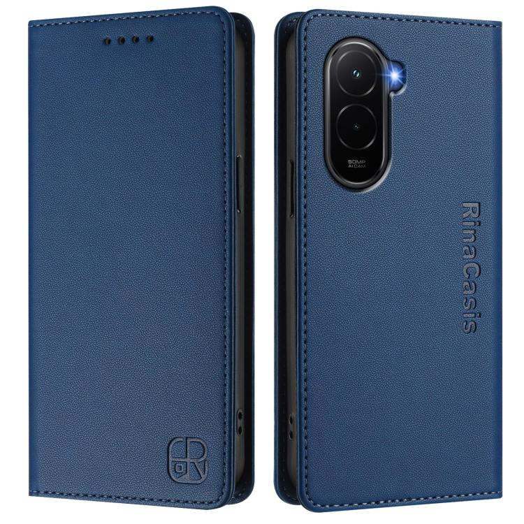 For Xiaomi Poco M7 4G 169mm RC01 Dual-Folded Magnetic Suction RFID Leather Phone Case