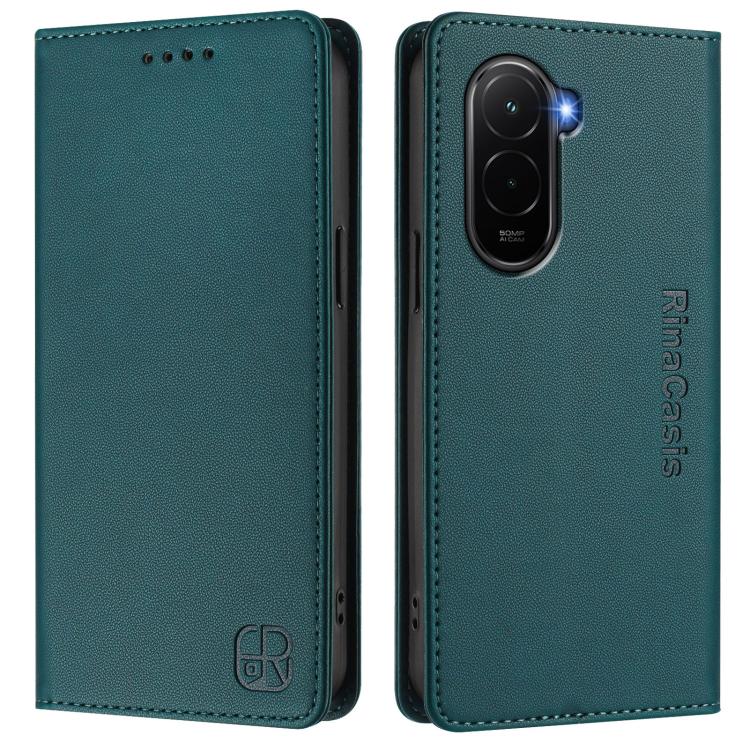 For Xiaomi Poco M7 4G 169mm RC01 Dual-Folded Magnetic Suction RFID Leather Phone Case