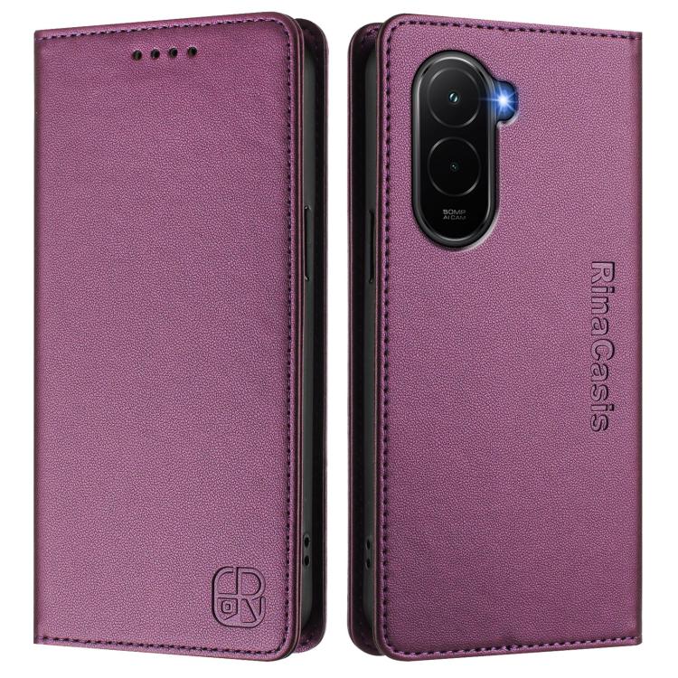 For Xiaomi Poco M7 4G 169mm RC01 Dual-Folded Magnetic Suction RFID Leather Phone Case