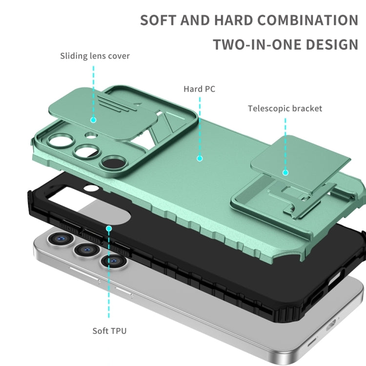 For Samsung Galaxy S24 FE 5G Stereoscopic Holder Sliding Camshield Phone Case