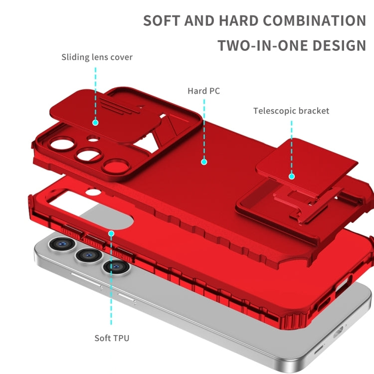For Samsung Galaxy S25+ 5G Stereoscopic Holder Sliding Camshield Phone Case