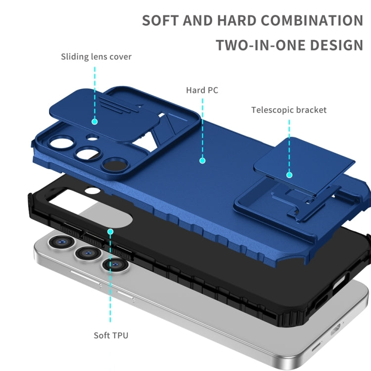 For Samsung Galaxy S25+ 5G Stereoscopic Holder Sliding Camshield Phone Case