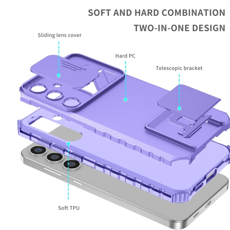 For Samsung Galaxy S25+ 5G Stereoscopic Holder Sliding Camshield Phone Case