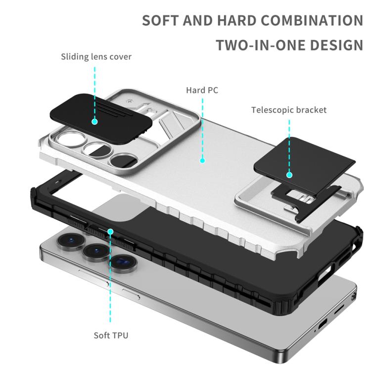 For Samsung Galaxy S25 Ultra 5G Stereoscopic Holder Sliding Camshield Phone Case