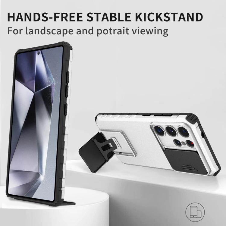 For Samsung Galaxy S25 Ultra 5G Stereoscopic Holder Sliding Camshield Phone Case