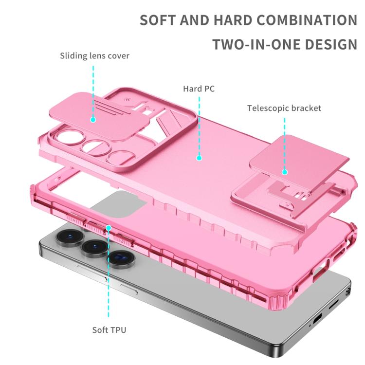 For Samsung Galaxy S25 Ultra 5G Stereoscopic Holder Sliding Camshield Phone Case