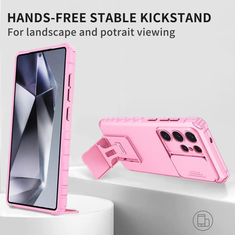 For Samsung Galaxy S25 Ultra 5G Stereoscopic Holder Sliding Camshield Phone Case