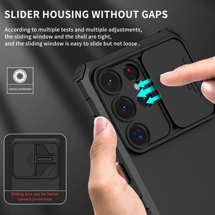 For Samsung Galaxy S25 Ultra 5G Stereoscopic Holder Sliding Camshield Phone Case
