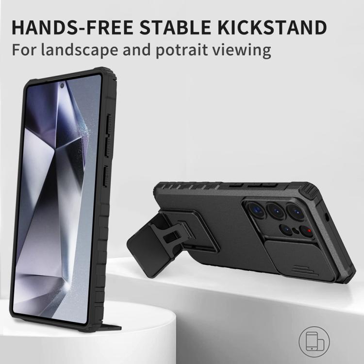For Samsung Galaxy S25 Ultra 5G Stereoscopic Holder Sliding Camshield Phone Case