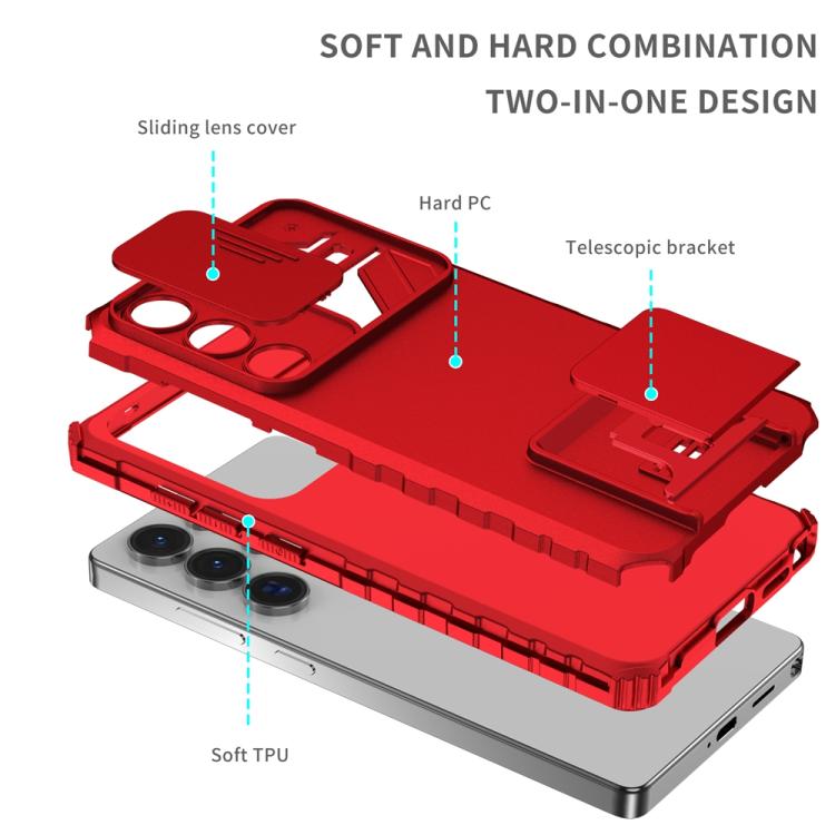 For Samsung Galaxy S25 Ultra 5G Stereoscopic Holder Sliding Camshield Phone Case