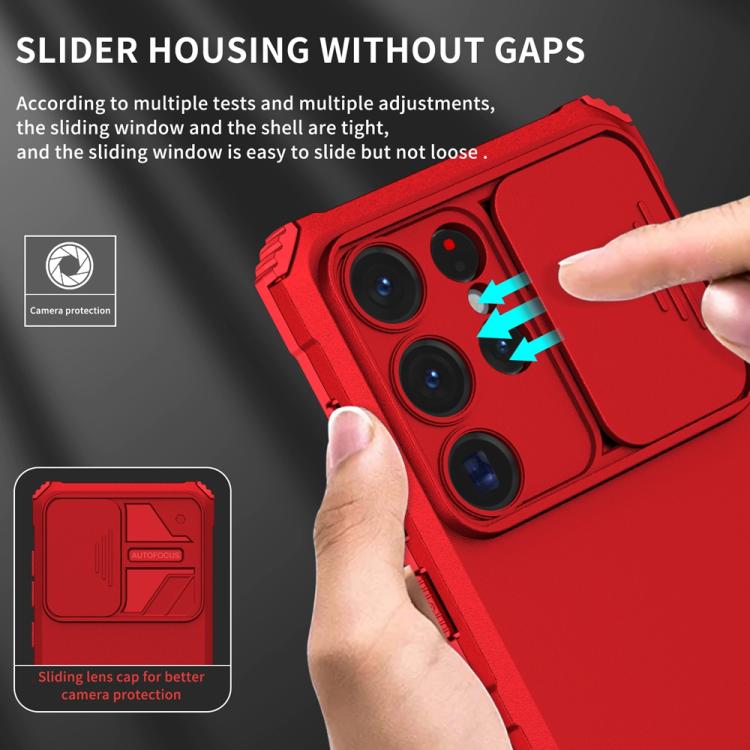 For Samsung Galaxy S25 Ultra 5G Stereoscopic Holder Sliding Camshield Phone Case