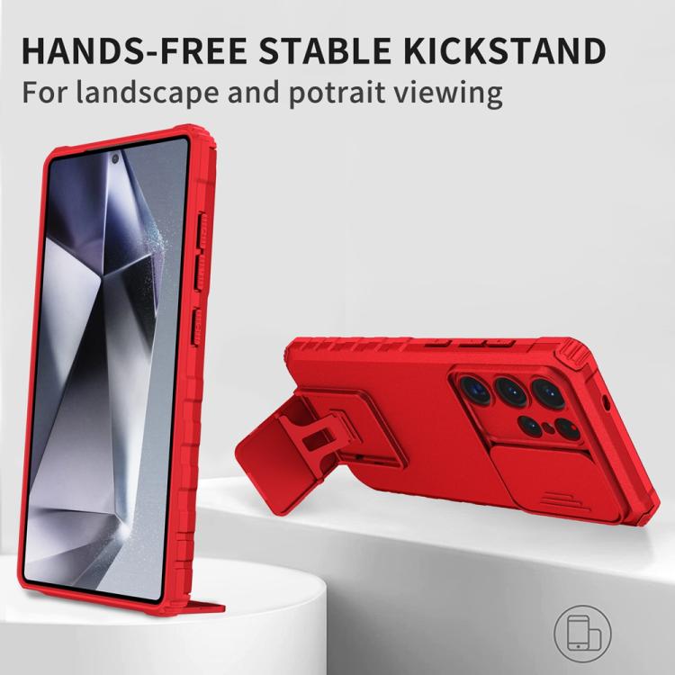For Samsung Galaxy S25 Ultra 5G Stereoscopic Holder Sliding Camshield Phone Case