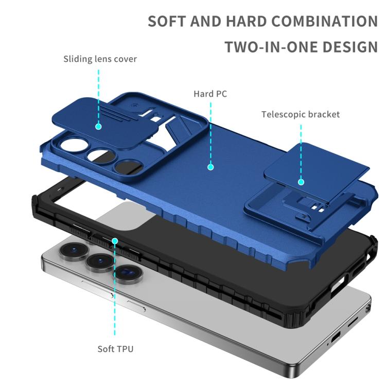 For Samsung Galaxy S25 Ultra 5G Stereoscopic Holder Sliding Camshield Phone Case